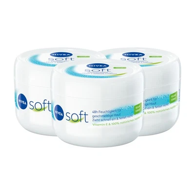 NIVEA Creme Soft 3 x 375ml 48h intensive Feuchtigkeit Vegane Formel - Bild 1 von 4