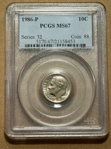 1986 ROOSEVELT DIME PCGS MS67 - Picture 1 of 2