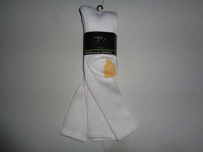 Meias tubulares masculinas de algodão biqueira dourada sobre a panturrilha 3 pares sapato branco tamanho 6-12 - Imagem 1 de 2