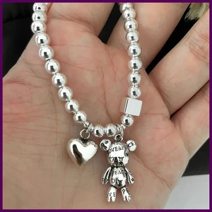 Pulseras de plata de ley 925 para mujer cadena de cuentas accesorios tendencia - Imagen 1 de 24
