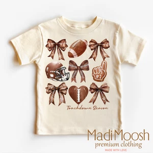 Football And Bows Girls Shirt - Football Tee - Picture 1 of 6