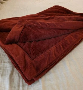 Restaurationsbeschläge Überwurf Decke rot/rotbraun Plüsch glänzend weich Luxus Kunstfell - Bild 1 von 13