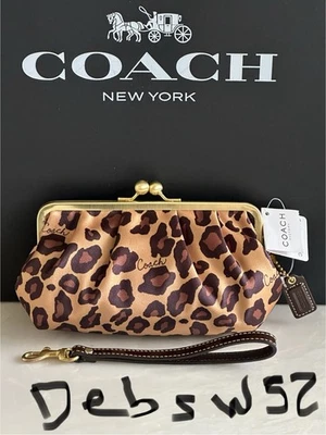 NWT COACH LEOPARD PRINT MULTICOLOR FRAME KISSLOCK WRISTLET 41960 - Image 1 of 4