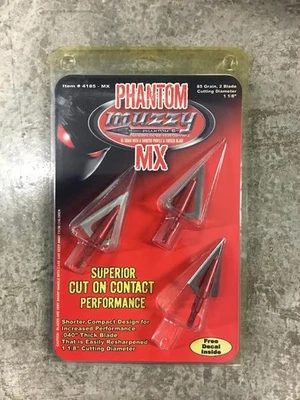 Muzzy Phantom MX 85 Grain 2 Blade Broadhead 1 1/8 Cut - Image 1 of 2