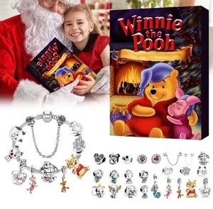 Luxury 24 Door European Winnie The Pooh Enamel Bead & Bracelet Advent Calendar  - Picture 1 of 3