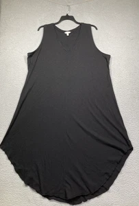 Terra & Sky Midi Dress Womens Plus 3X Black Sleeveless Beach Cover Up Stretch - Picture 1 of 11