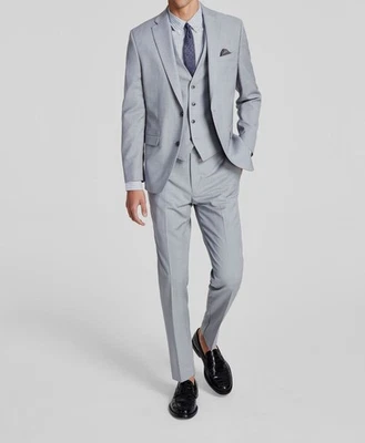 Bar III Hombres Gris Ajustado Piel de Tiburón 2-PC Chaqueta Pantalones Traje Talla 40R 34W 32L Foto 1 de 4