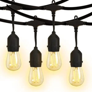 FDW - 2ER PACK OUTDOOR LICHTERKETTE TERRASSENLEUCHTEN WETTERFEST STRANG EDISON SCHWARZ - Bild 1 von 5