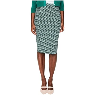 Falda lápiz Boden Richmond para mujer verde azul estampado geométrico talla 8 preppy Foto 1 de 4