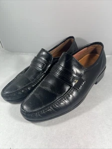 French Shriner Dayton Leather Penny Loafers Black Slip-On Dress Shoes 9.5 - Picture 1 of 17