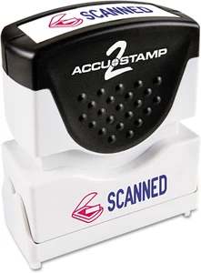 Acc-Stamp2® Pre- Message Stamp, "Scanned", Blue/Red - Picture 1 of 2