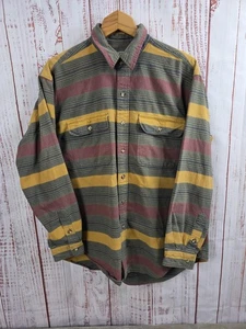 Vintage Twickers Hemd Herren Large senf oliv burgund gestreift Button Down 90er - Bild 1 von 12