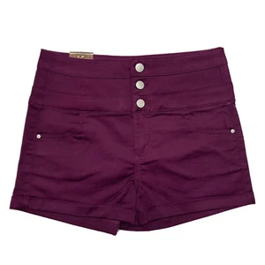 Tinseltown Denim Couture weiche Stretch-Shorts mit 3 Knöpfen lila Pflaume Größe 5 - Bild 1 von 8