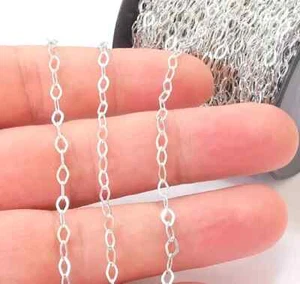 1 Meter Sterling Silber ovale Flachkabelkette 925 massiv Silber gelötet Kette - Bild 1 von 2
