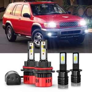 Para For Nissan Pathfinder 1995-1998 Faro LED Hi-Lo Beam + Kit de luz antiniebla - Picture 1 of 12