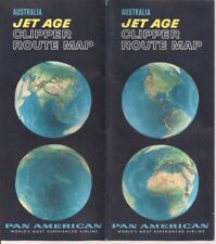Lot of 2 Late 1950s PAN AM Airlines Jet Age Clipper Route Map of Australia