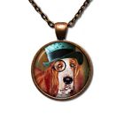 Top Hat Basset Hound Breed Dog Lovers - Handmade Glass Pendant Necklace