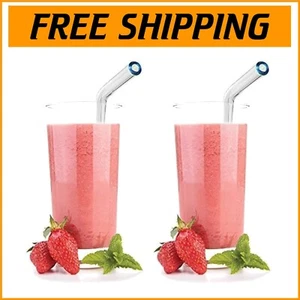 Eco-Friendly Extra-Wide Glass Straws Set of 5 + 2 Cleaning Brushes Included - Picture 1 of 16