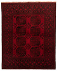 196 X 156 Cm | Vintage Handmade Afghan Carpet Aqcha, Red Oriental Wool Rug