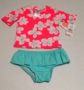 CARTER'S  2 PIECE SWIMSUIT UPF50+   GIRLS SIZE - 12 MONTHS  MELON FLOWERS  NWT - Picture 1 of 2