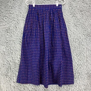 Vintage Cambridge Dry Goods A-Line Gathered Skirt Womens 8 Blue Print 80sPreppy - Picture 1 of 10