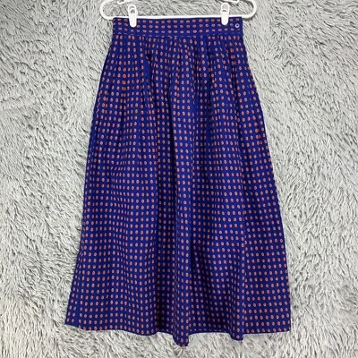 Vintage Cambridge Dry Goods A-Line Gathered Skirt Womens 8 Blue Print 80sPreppy - Image 1 of 4