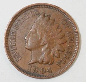 Penny testa di indiano 1904, la moneta è un centesimo molto bello (8+ oggetti spedizione gratuita) - Foto 1 di 2