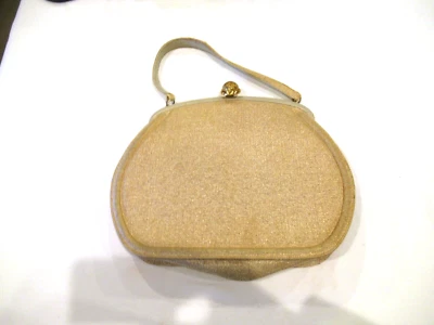 Monedero de tela de lino dorado Been-Davis, herrajes dorados, monedero Foto 1 de 4