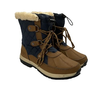 Bearpaw Mujer Bethany Azul Tostado Impermeable Cuero Nylon Botas Talla 7 EE. UU. Foto 1 de 4