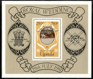 Uganda 1982 - Princess Diana Overprint - Souvenir Stamp Sheet - Scott #345 - MNH - Picture 1 of 1