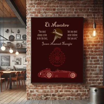 Fangio El Maestro Vintage Poster Formula Racing Wall Art Print F1 Fans Gift - Image 1 of 2