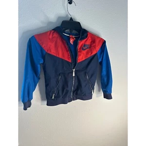 Nike Windrunner Jacket Full Zip Hooded Colorblock Red Blue Kids Size 4/xs EUC - Picture 1 of 6