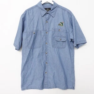 Vintage Red Head Bass Pro Fishing Shirt XL Embroidered Short Sleeve Denim - Picture 1 of 15