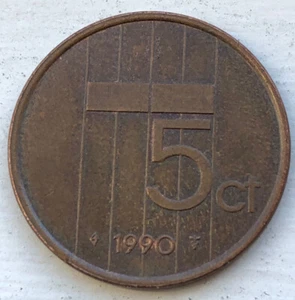 Netherlands, Beatrix, 5 Cents, 1990, Bronze, KM:202 Kayihan coin - Picture 1 of 2