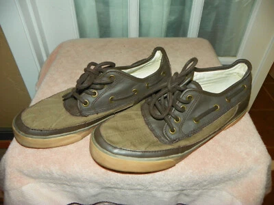 POLO RALPH LAUREN Parkstone Marrón Taupe Cuero Barco Cubierta Zapatos Para Hombres Talla 9.5 D Foto 1 de 4
