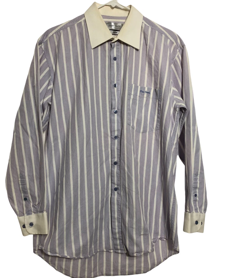 Camisa de vestir Pierre Cardin vintage años 90 XL lavanda púrpura rayas 100 % algodón Foto 1 de 4