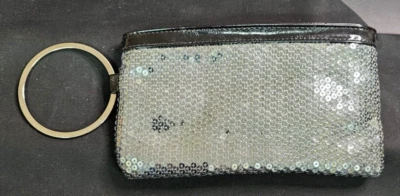 Саша блестки кошелек с ремешком застежки бумажник запястье кольцо черное серебро, блестящий молнии новый с Ярлыками - Изображение 1 из 4