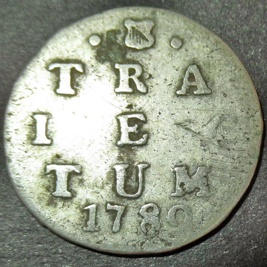 Moneda de diez centavos Utrecht de plata colonial holandesa antigua colonial de Nueva York con certificado de autenticidad 1789 como nueva moneda de diez centavos de león Foto 1 de 4