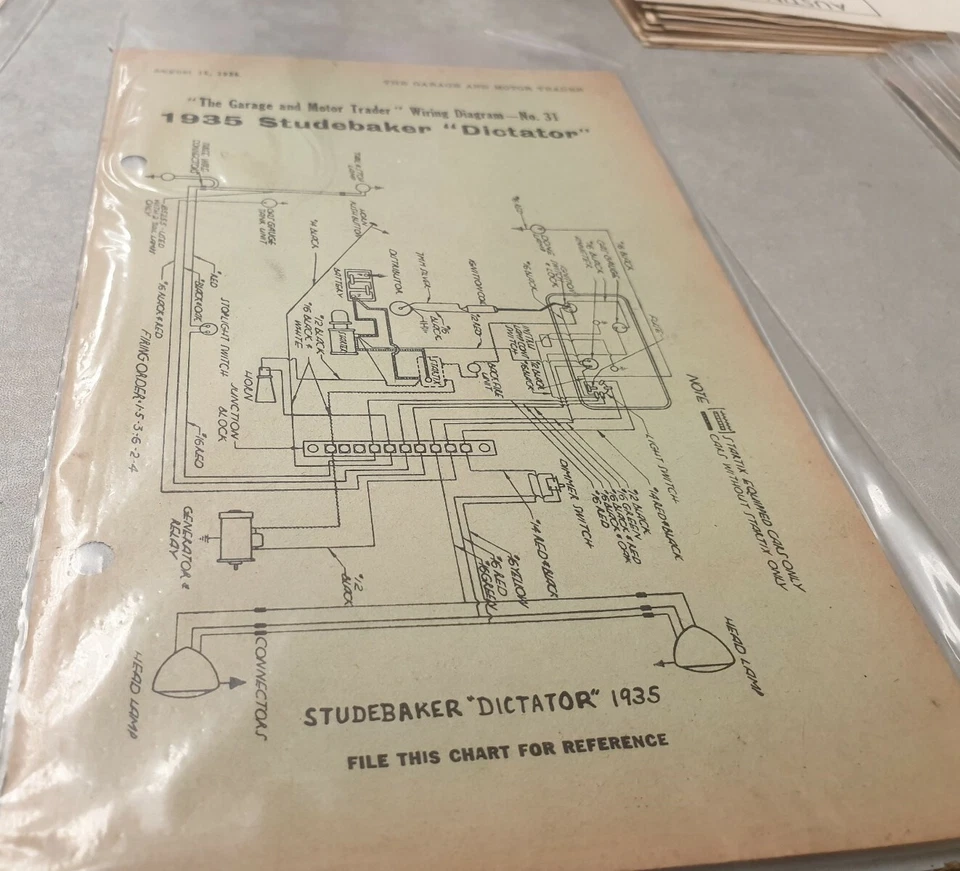 Diagrama de cableado original Studebaker Dictator 1935  Foto 1 de 1