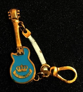 RARE Juicy Couture 2007 Blue Enamel Guitar Motif  Tote Bag Purse Charm WOW! - Picture 1 of 1