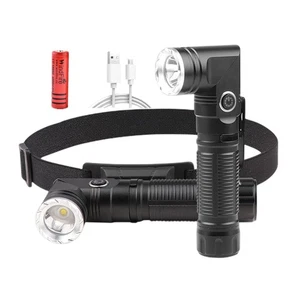 USB Rechargeable 2 in 1 Headlamp Flashlight 5000 Lumen Aluminum Compact 90° R... - Bild 1 von 8