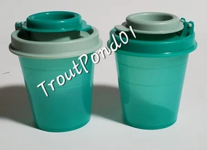 TUPPERWARE Salt and Pepper Shakers Midgets 2 oz Mini Sage Green And Teal New - Picture 1 of 4