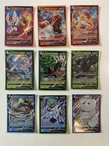 POKEMON TCG Set Of 9 “V” Cards Holo SWSH FIRE GRASS WATER types - Bild 1 von 4