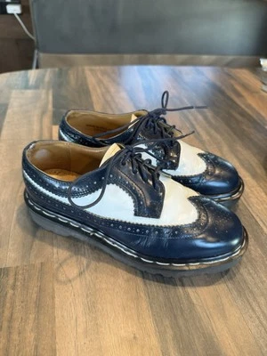 Vintage Dr. Martens 3989 Wingtip Brogues - Navy & White - UK 5 - Image 1 of 4