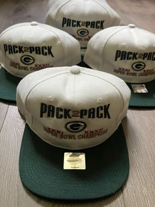 Vintage 90s Green Bay Packers Pack 2 Pack Super Bowl Champions SnapBack Hat OSFA - Picture 1 of 18