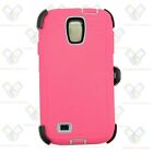 Pink Gray For Samsung Galaxy S4 Rugged Defender Case Cover With Belt Clip