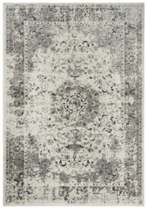 7x10 Rizzy Rugs Gray Bordered Rings Area Rug ENA105 - Aprx 7' 10" x 10' 10" - Picture 1 of 2