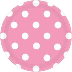 New Pink Polka Dot Round Paper Plates 23cm Birthday Party Tableware Decorations - Picture 1 of 1