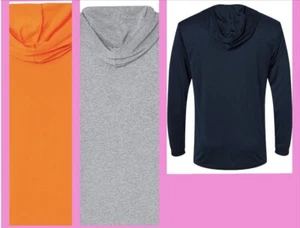 HOODED T-SHIRT LONG SLEEVE FOR MENS PLAIN ALL COLORS & SIZE S-M-L-XL-2XL TEE - Picture 1 of 21