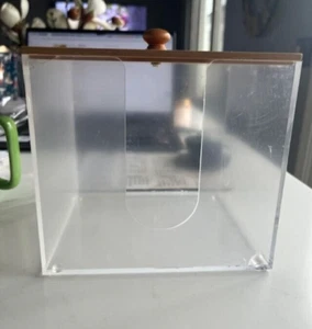 Einweg Gesicht Handtuch Aufbewahrungsbox mit Bambus Deckel XL Acryl Behälter - LESEN - Bild 1 von 13